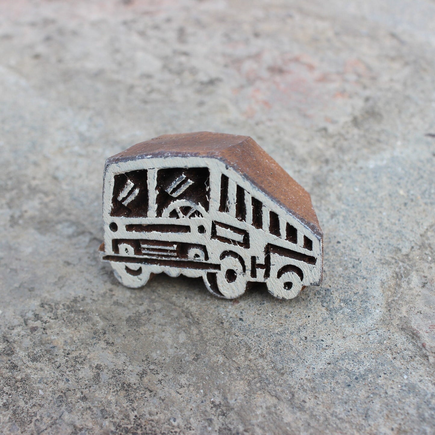 Bus Block Print Stamp Carve Block Stamp Traditional Wooden Stamp Van Soap Stamp Indian Textile Block For Printing Vehicle Block Print Stamp