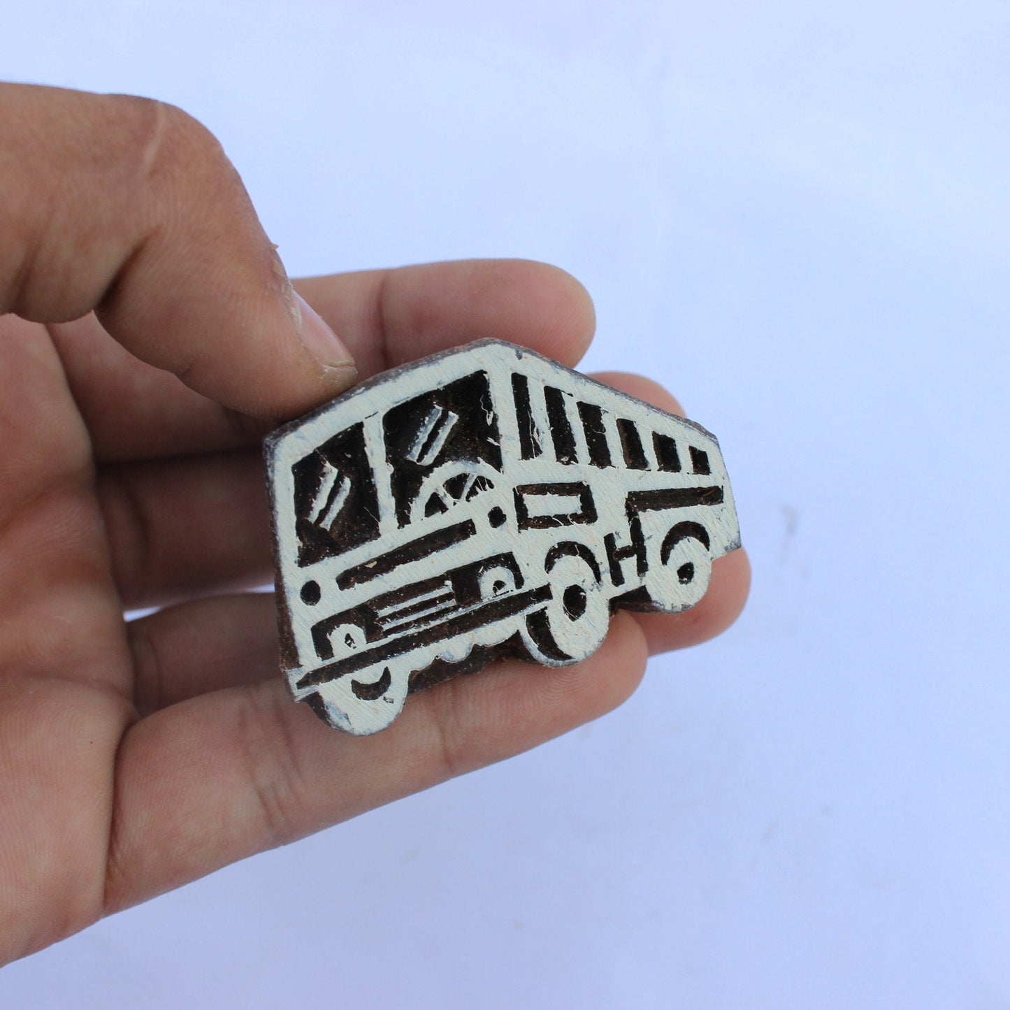 Bus Block Print Stamp Carve Block Stamp Traditional Wooden Stamp Van Soap Stamp Indian Textile Block For Printing Vehicle Block Print Stamp