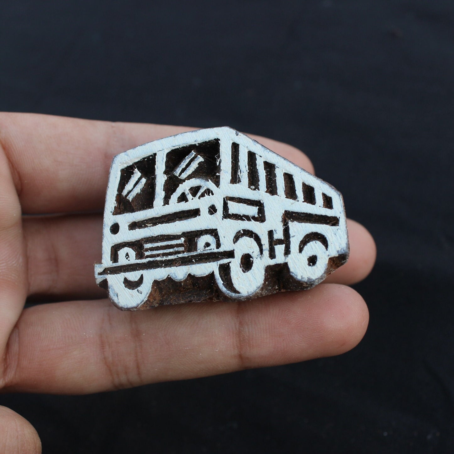 Bus Block Print Stamp Carve Block Stamp Traditional Wooden Stamp Van Soap Stamp Indian Textile Block For Printing Vehicle Block Print Stamp