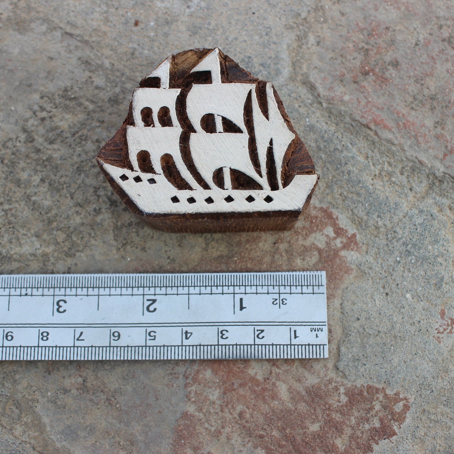 Ship Wood Block Print Stamp Hand Carved Stamp Boat Wood Block Stamp Carve Textile Printing Block For Printing Nautical Soap Making Stamp