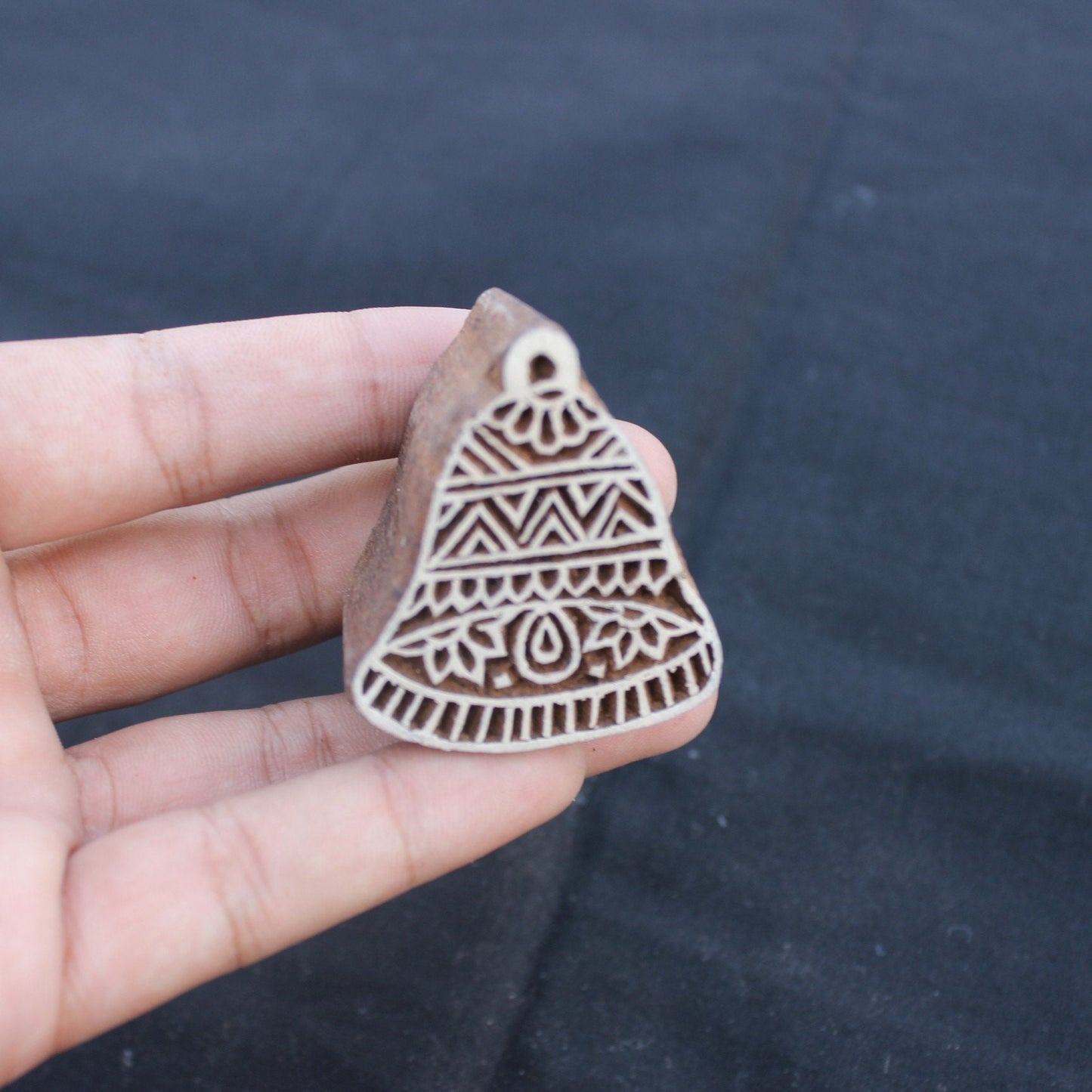 Christmas Bell Stamp Indian Wood Block Stamp Carve Wooden Stamp Bell Block Print Stamp For Printing Indian Soap Making Stamp Traditional