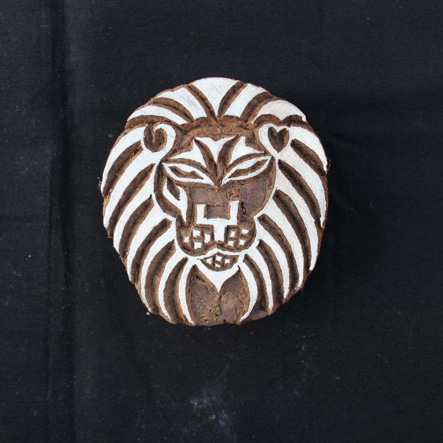 Lion Fabric Print Stamp Carve Wood Block Stamp Lion Face Block Print Stamp Hand Carved Textile Printing Block For Printing Animal Soap Stamp