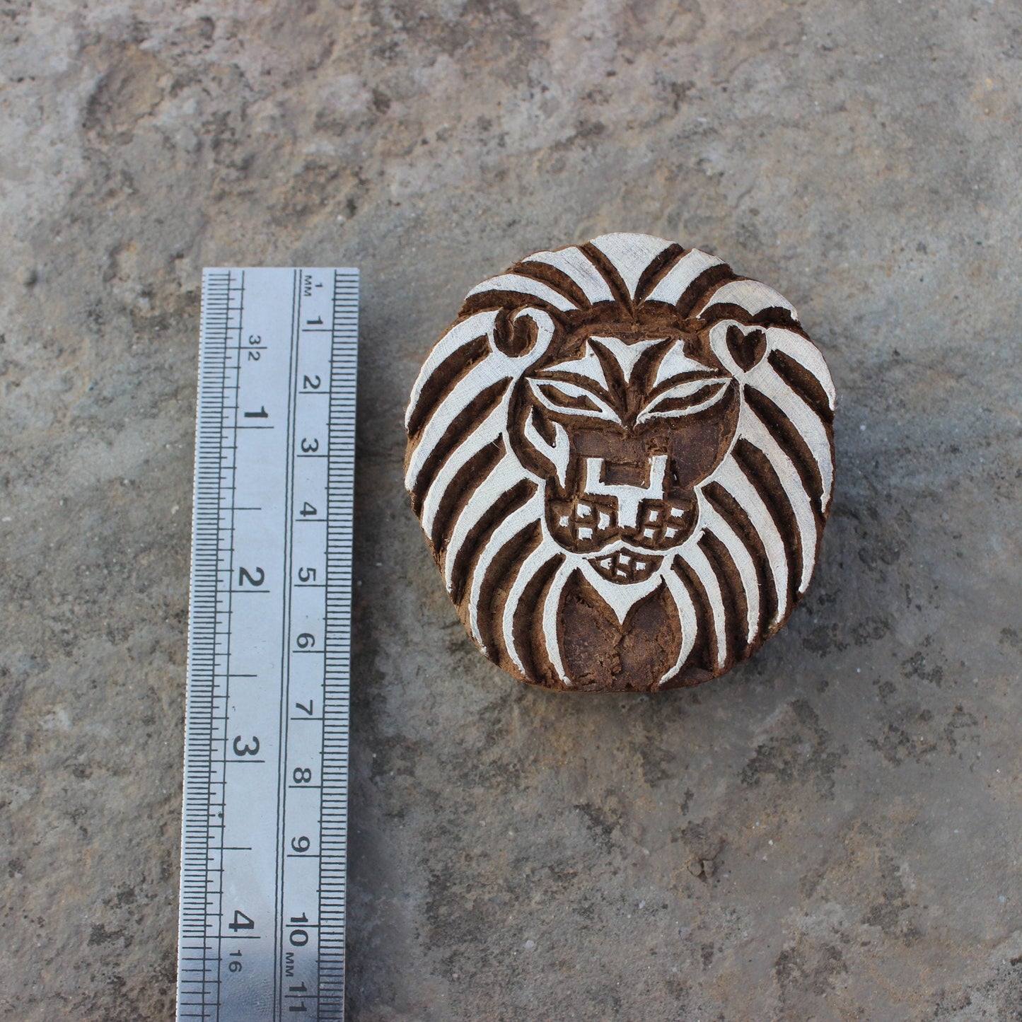 Lion Fabric Print Stamp Carve Wood Block Stamp Lion Face Block Print Stamp Hand Carved Textile Printing Block For Printing Animal Soap Stamp