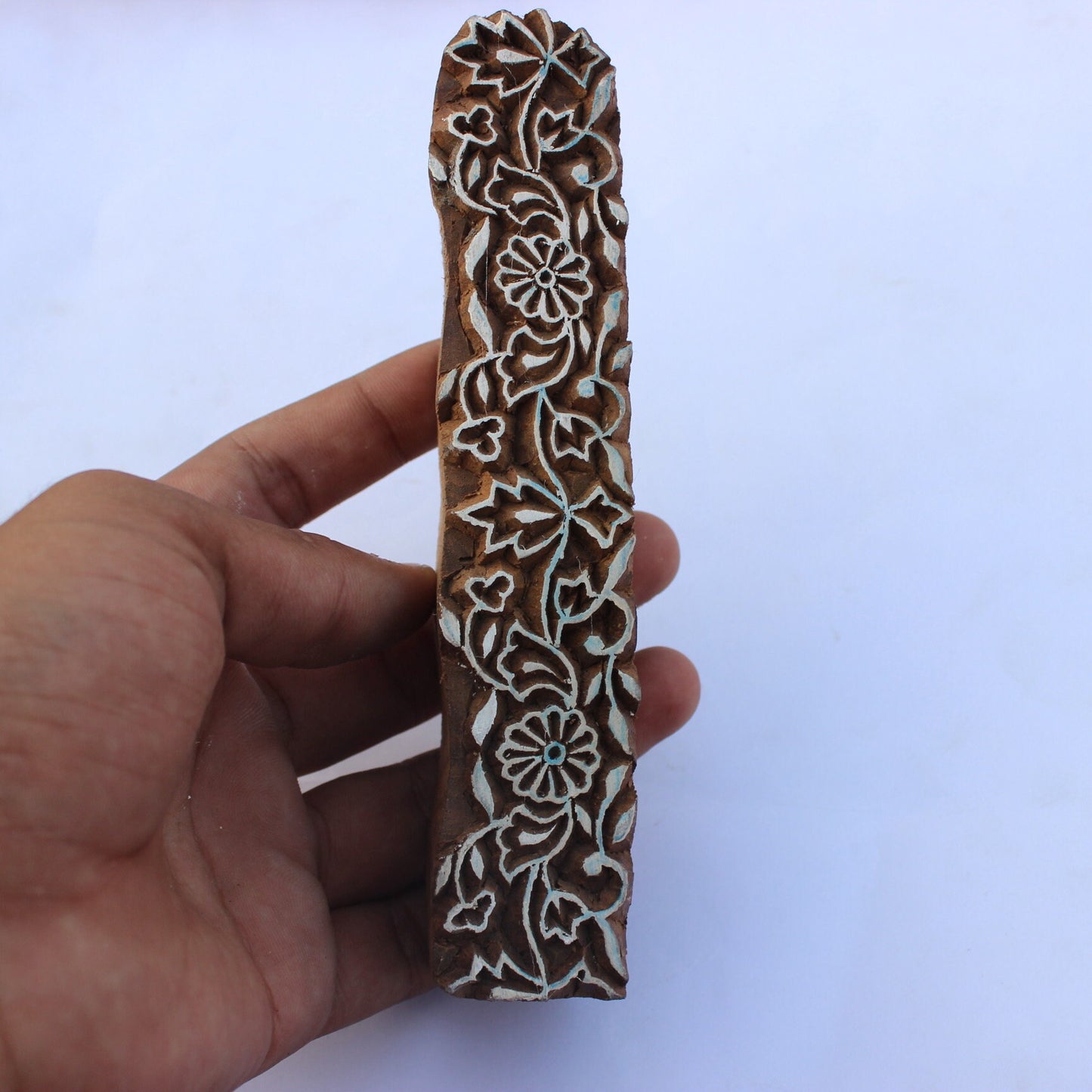 Floral Border Block Print Stamp Carve Block Fabric Stamp Flower Border Block Stamp Hand Carved Printing Block For Printing Paisley Border