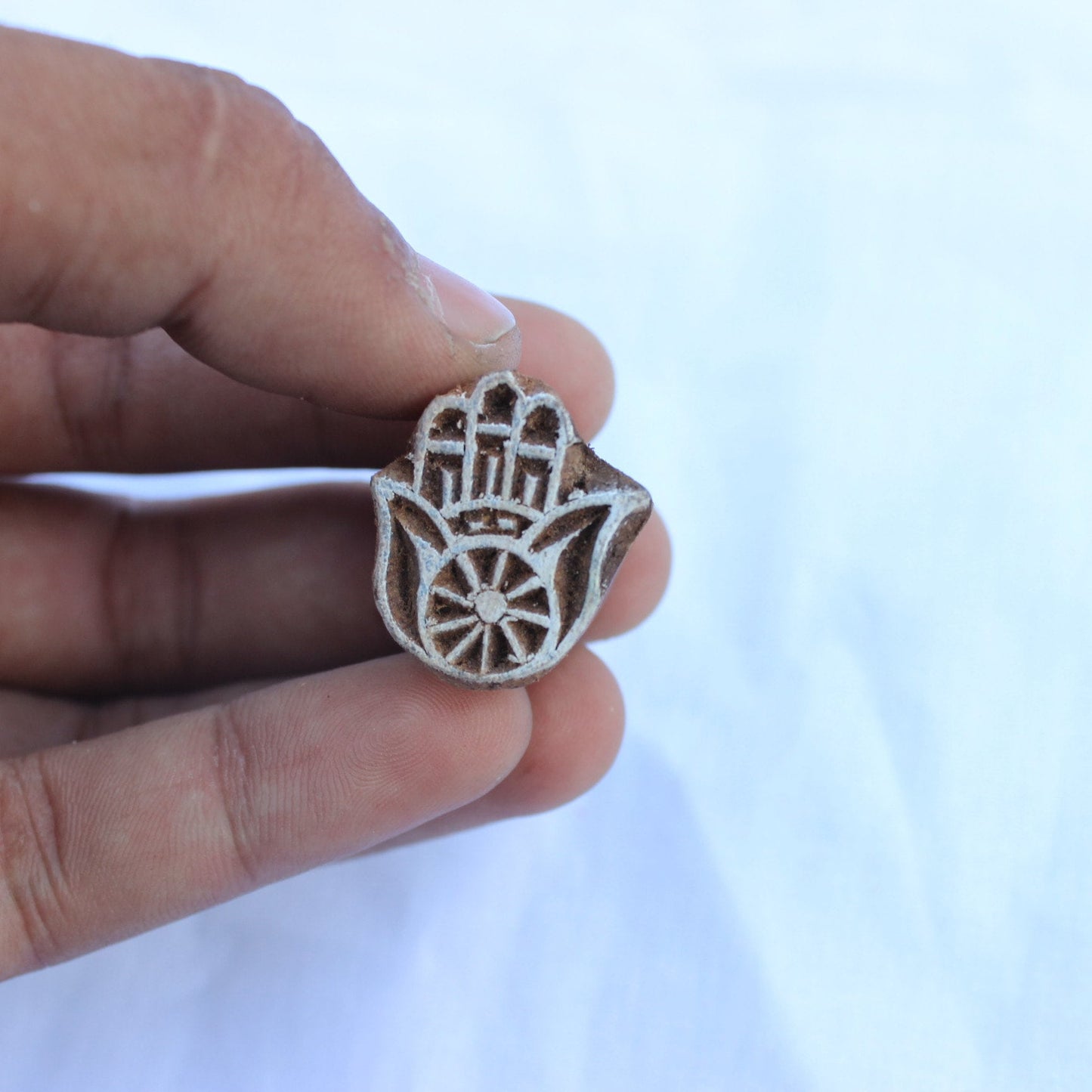 Hamsa Hand Wood Block Print Stamp Indian Wood Block Print Stamp Hand Wood Block Stamp Carve Textile Block For Printing Spiritual Soap Stamp