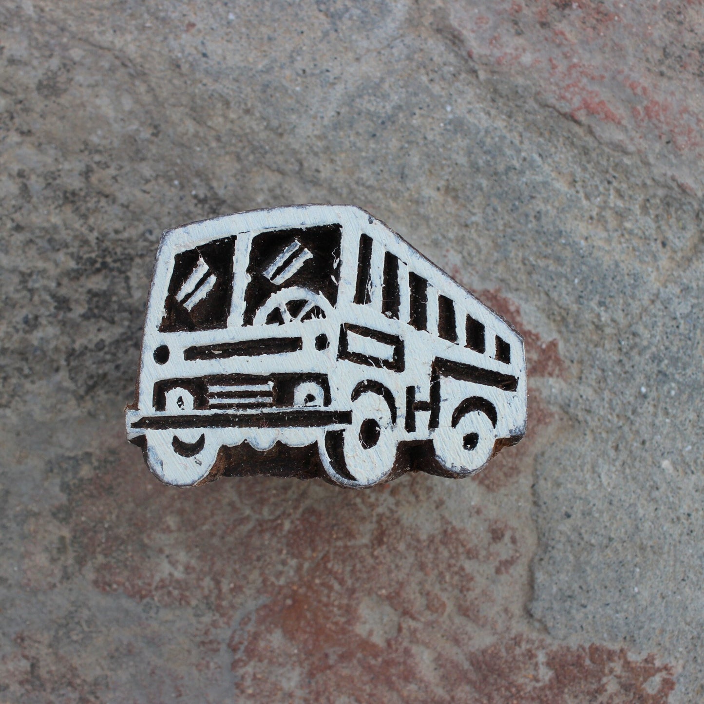 Bus Block Print Stamp Carve Block Stamp Traditional Wooden Stamp Van Soap Stamp Indian Textile Block For Printing Vehicle Block Print Stamp