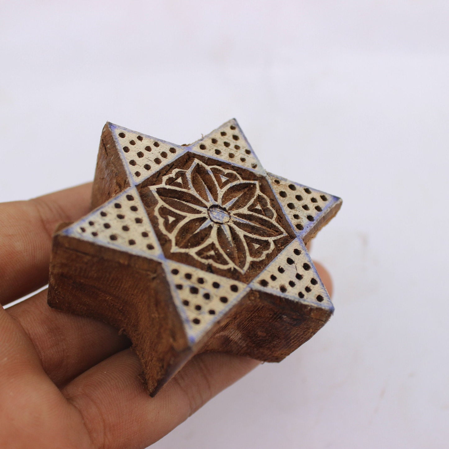 Star Block Print Stamp Indian Wood Block Stamp Flower Block Print Stamp Carve Textile Block For Printing Floral Soap Stamp Geometric Textile