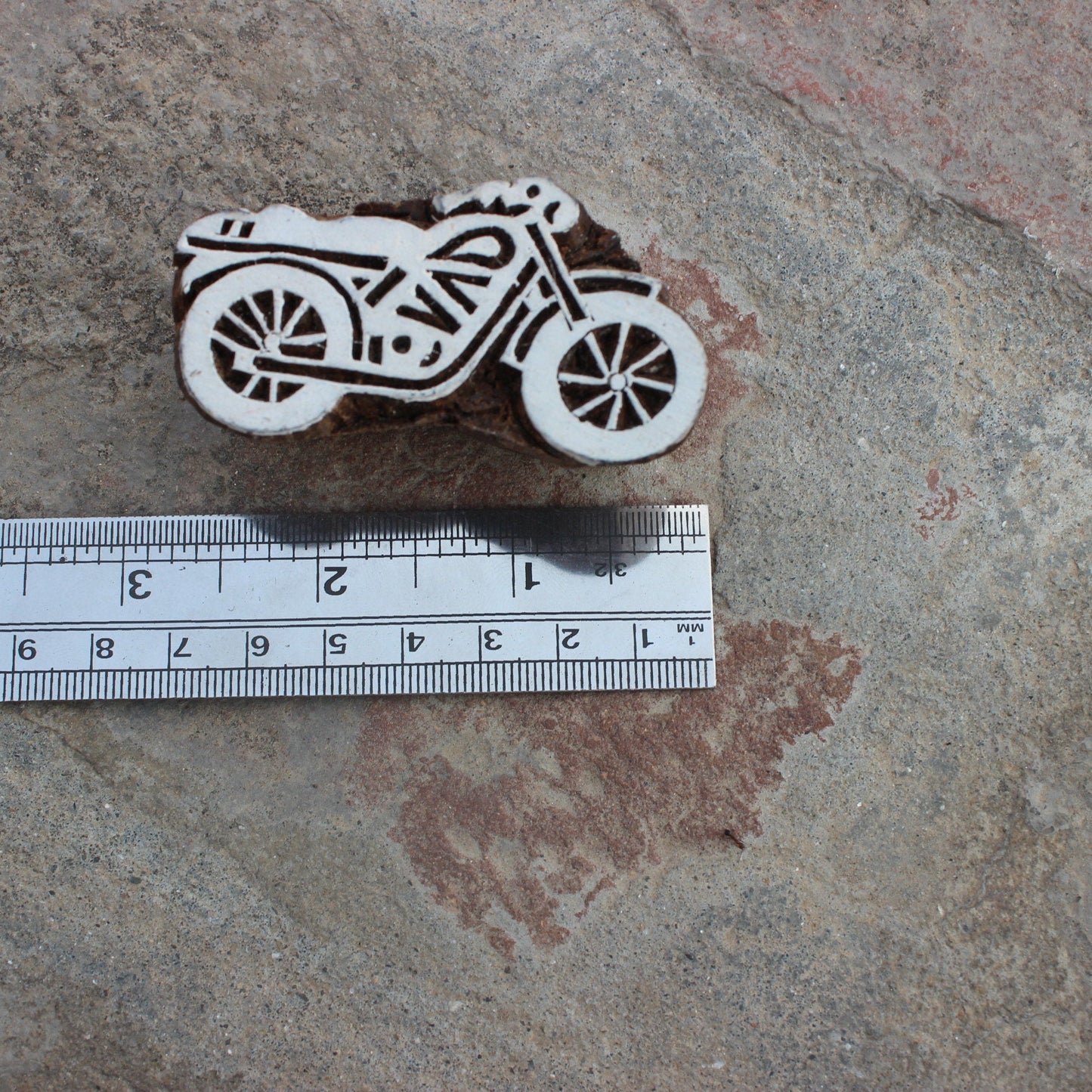 Bike Block Print Stamp Indian Block Print Stamp Motorcycle Wood Block Stamp Carve Textile Block For Printing Vehicle Soap Stamp