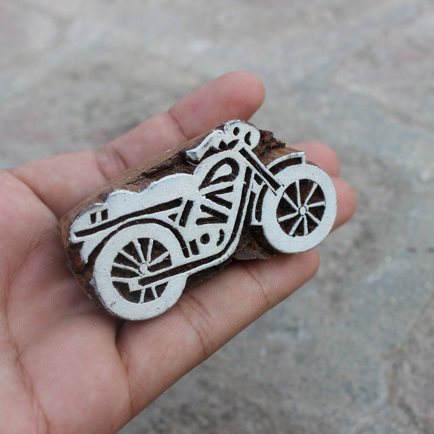 Bike Block Print Stamp Indian Block Print Stamp Motorcycle Wood Block Stamp Carve Textile Block For Printing Vehicle Soap Stamp