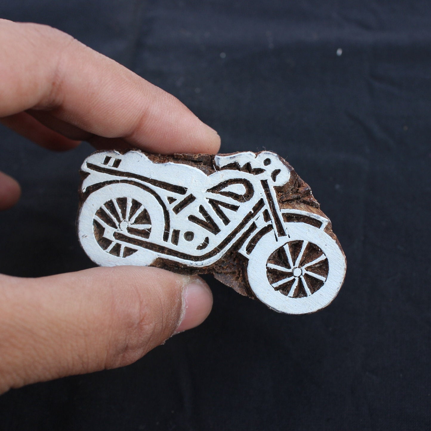 Bike Block Print Stamp Indian Block Print Stamp Motorcycle Wood Block Stamp Carve Textile Block For Printing Vehicle Soap Stamp