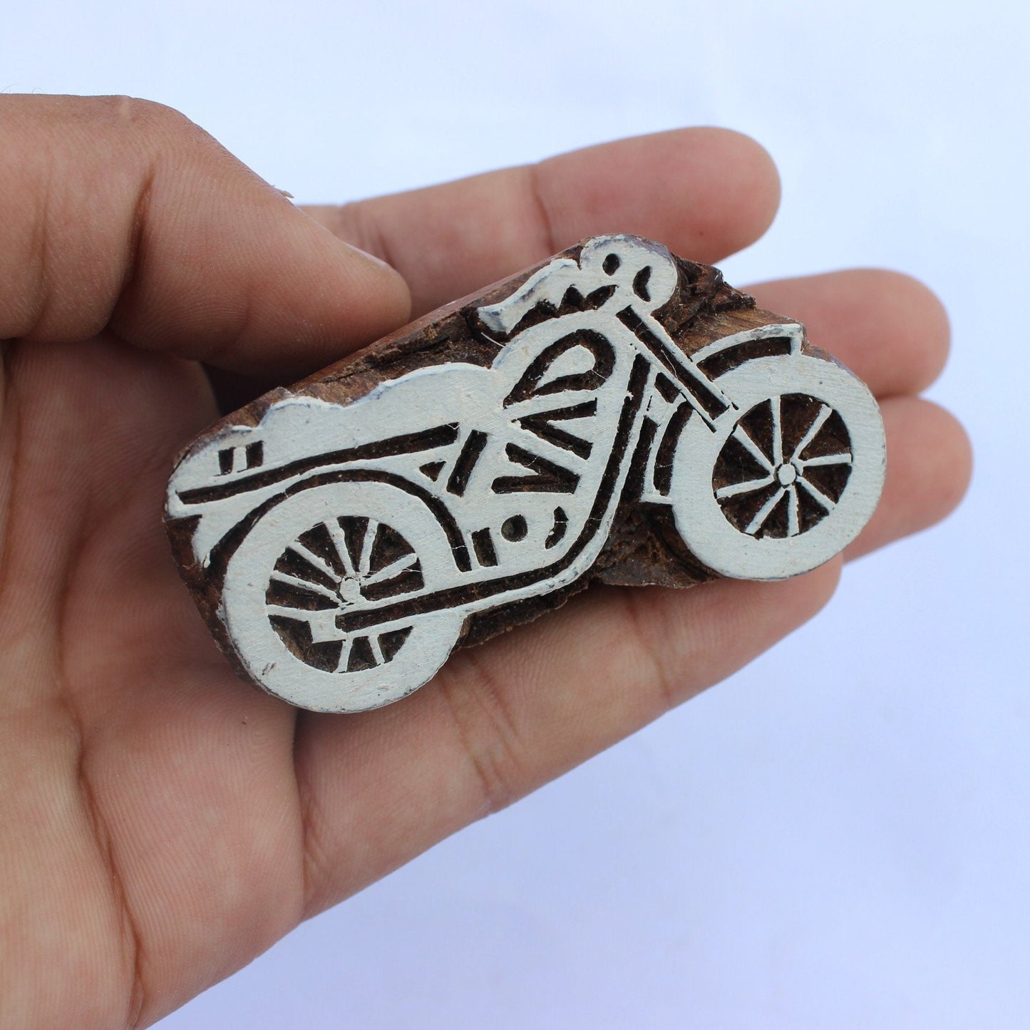 Bike Block Print Stamp Indian Block Print Stamp Motorcycle Wood Block Stamp Carve Textile Block For Printing Vehicle Soap Stamp