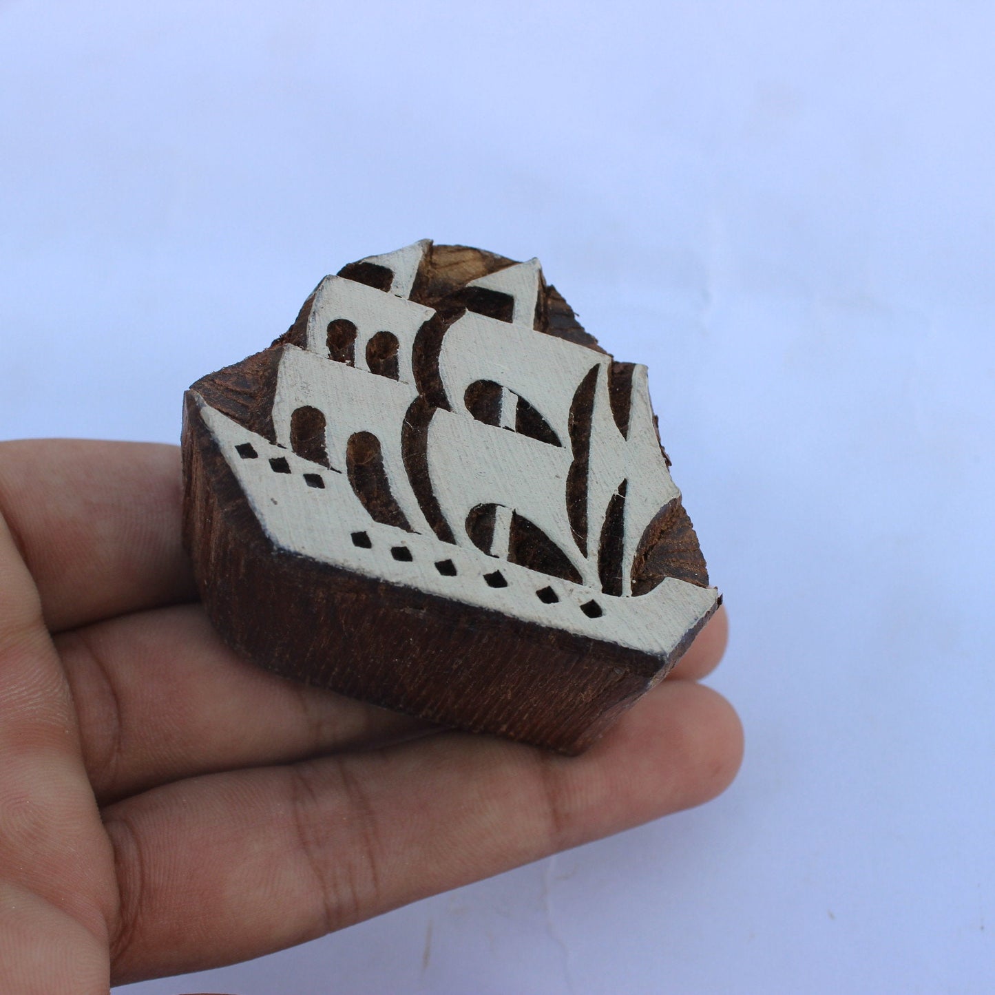 Ship Wood Block Print Stamp Hand Carved Stamp Boat Wood Block Stamp Carve Textile Printing Block For Printing Nautical Soap Making Stamp