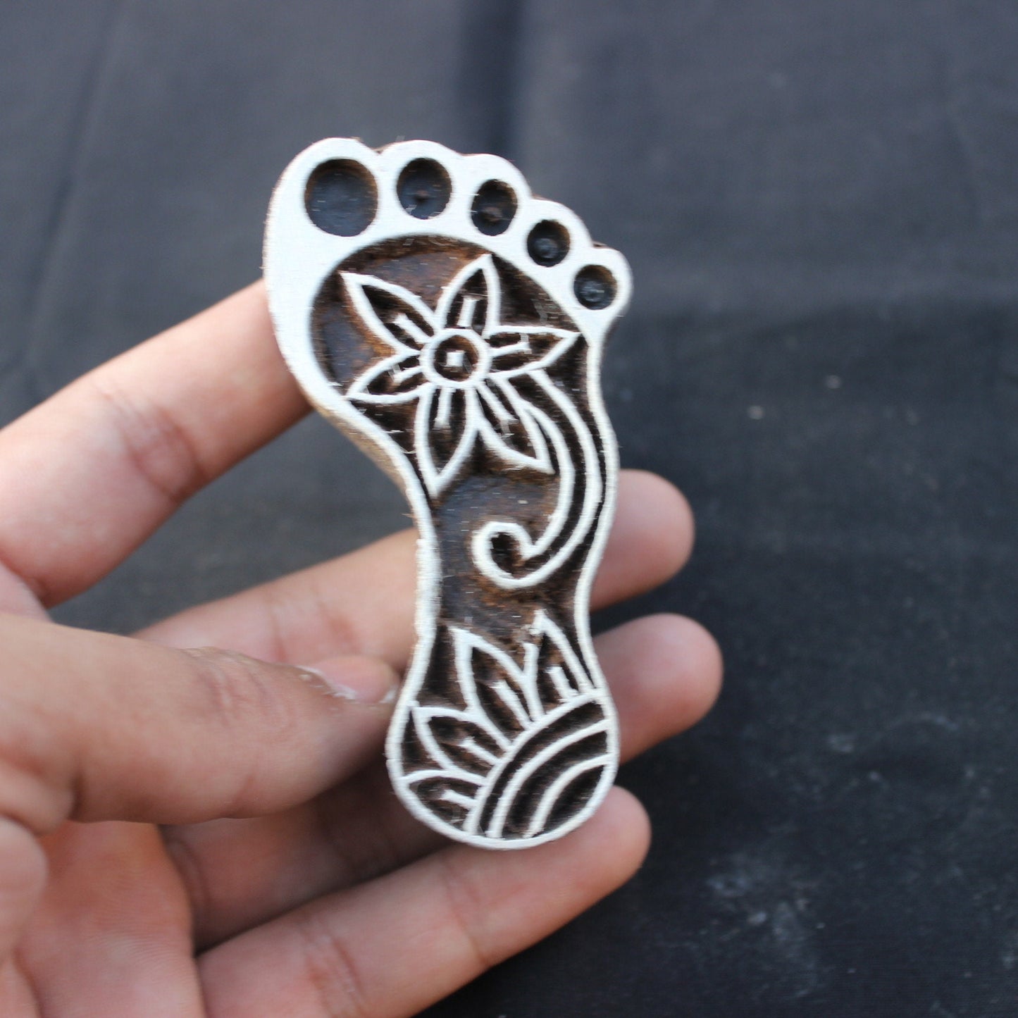 Footprint Fabric Stamp Carve Block Stamp Foot Fabric Stamp Hand Carved Textile Block For Printing Goddess Soap Making Stamp Traditional