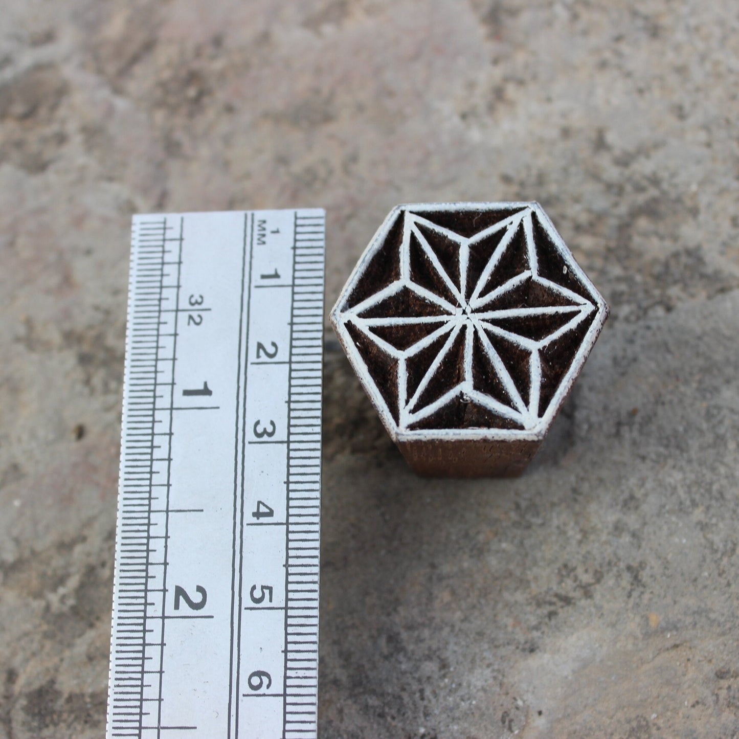 Flower Wood Block Stamp Indian Block Print Stamp Geometric Print Stamp Indian Textile Block For Printing Hexagon Soap Making Stamp