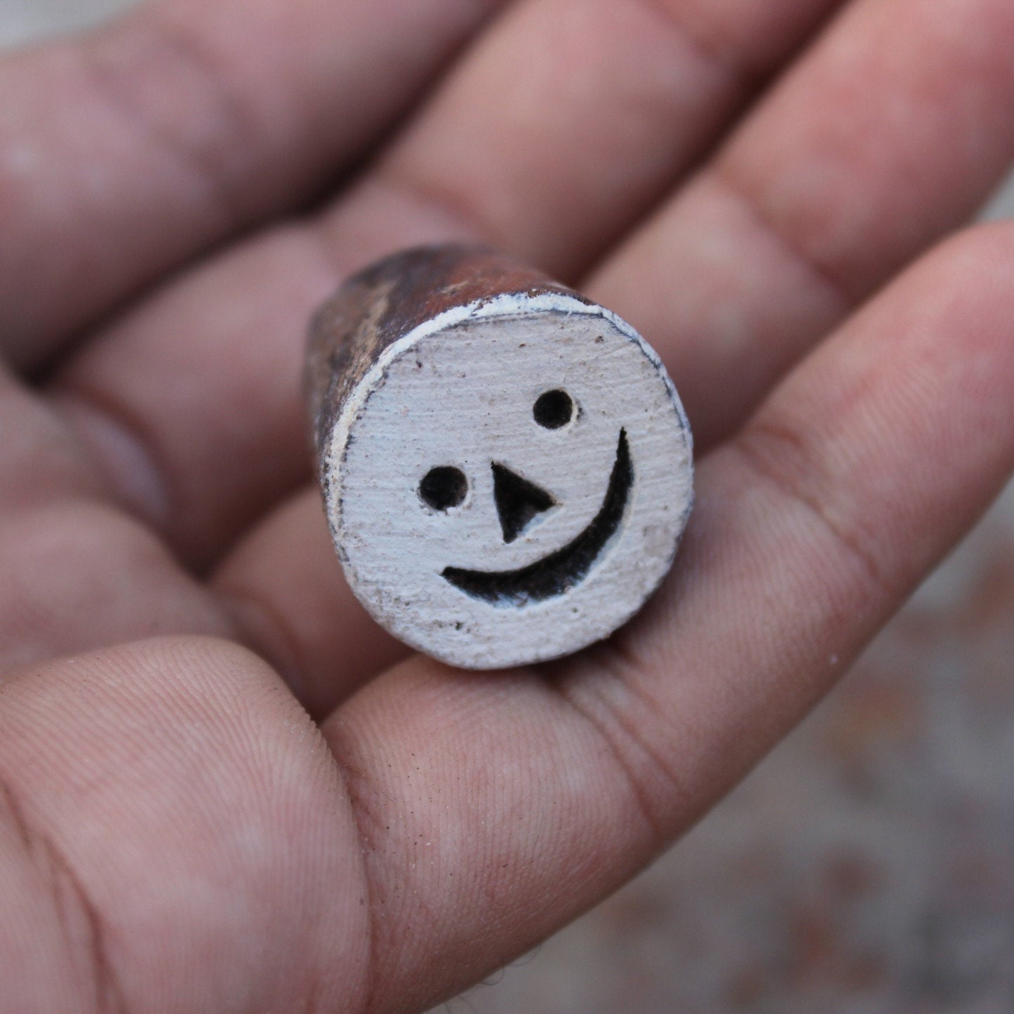 Smiley Block Print Stamp Indian Wooden Stamp Indian Block Print Stamp Emotion Fabric Stamp Kids Textile Stamp For Printing Face Soap Stamp