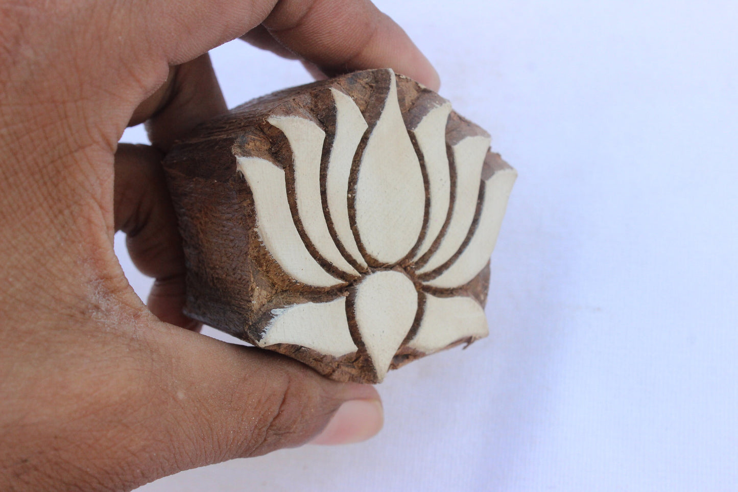 Lotus Fabric Stamp Carve Block Block Print Stamp Flower Stamp Indian Textile Printing Block For Printing Floral Soap Stamp Bohemian Wooden