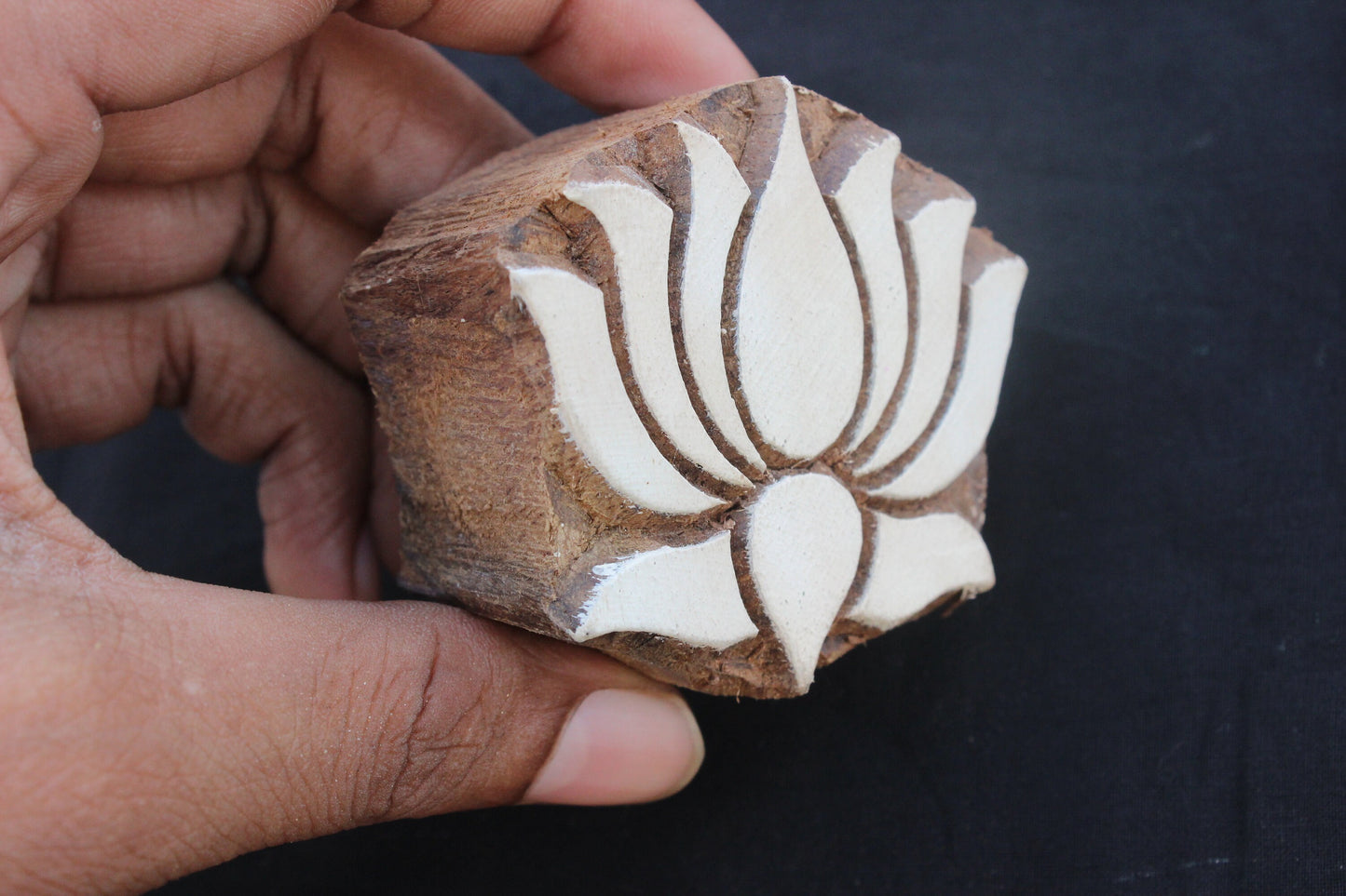 Lotus Fabric Stamp Carve Block Block Print Stamp Flower Stamp Indian Textile Printing Block For Printing Floral Soap Stamp Bohemian Wooden