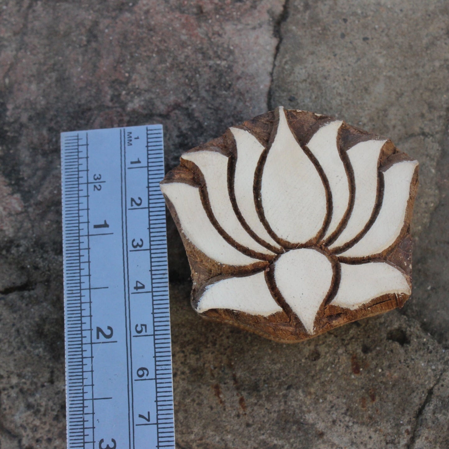 Lotus Fabric Stamp Carve Block Block Print Stamp Flower Stamp Indian Textile Printing Block For Printing Floral Soap Stamp Bohemian Wooden