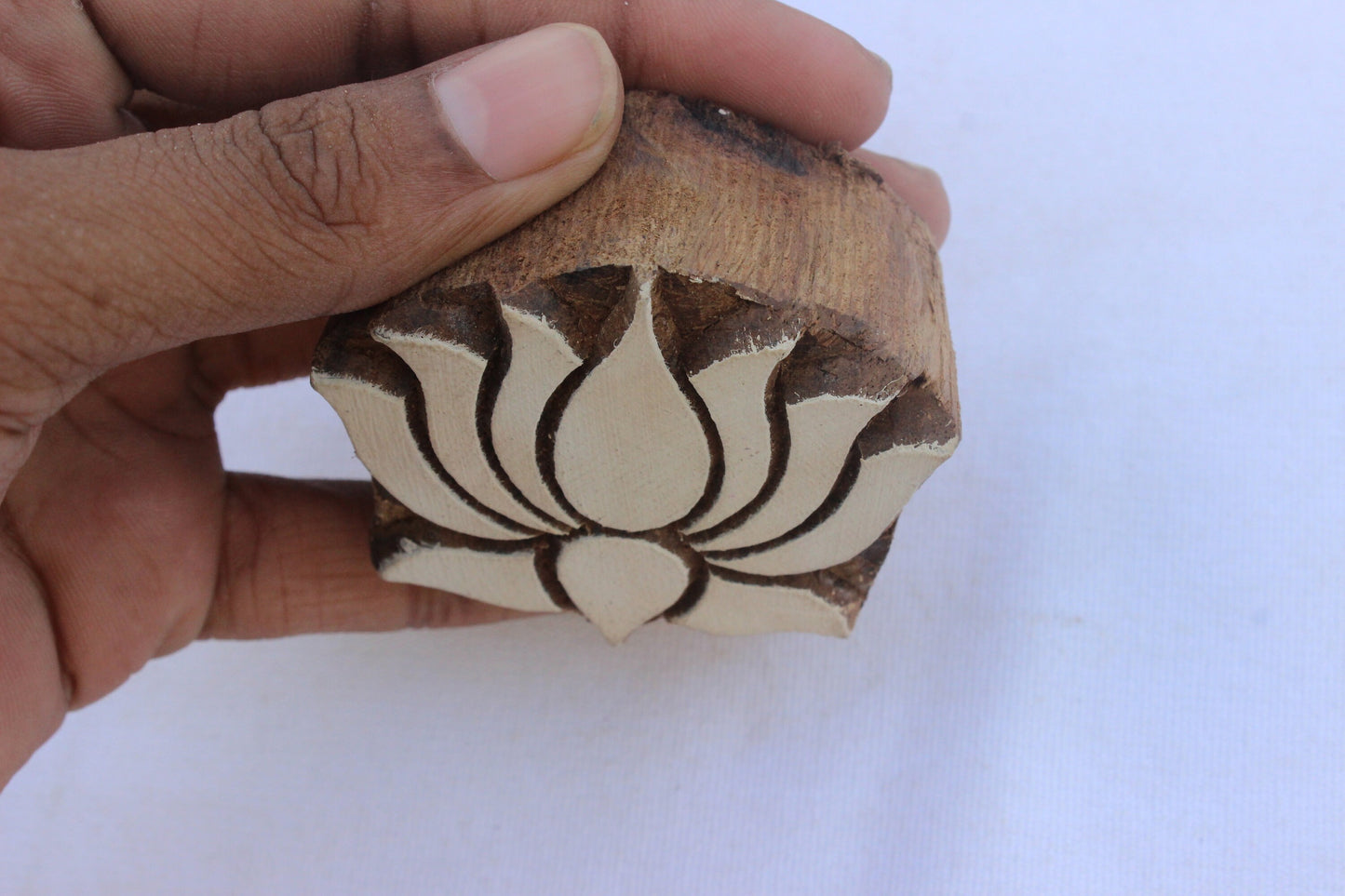 Lotus Fabric Stamp Carve Block Block Print Stamp Flower Stamp Indian Textile Printing Block For Printing Floral Soap Stamp Bohemian Wooden