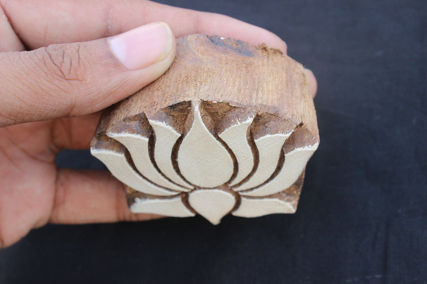 Lotus Fabric Stamp Carve Block Block Print Stamp Flower Stamp Indian Textile Printing Block For Printing Floral Soap Stamp Bohemian Wooden