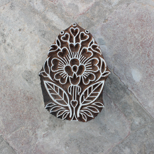 Traditional Flower Block Stamp Hand Carved Block Stamp Floral Stamp Hand Carved Textile Printing Block For Printing Ethnic Soap Making Stamp