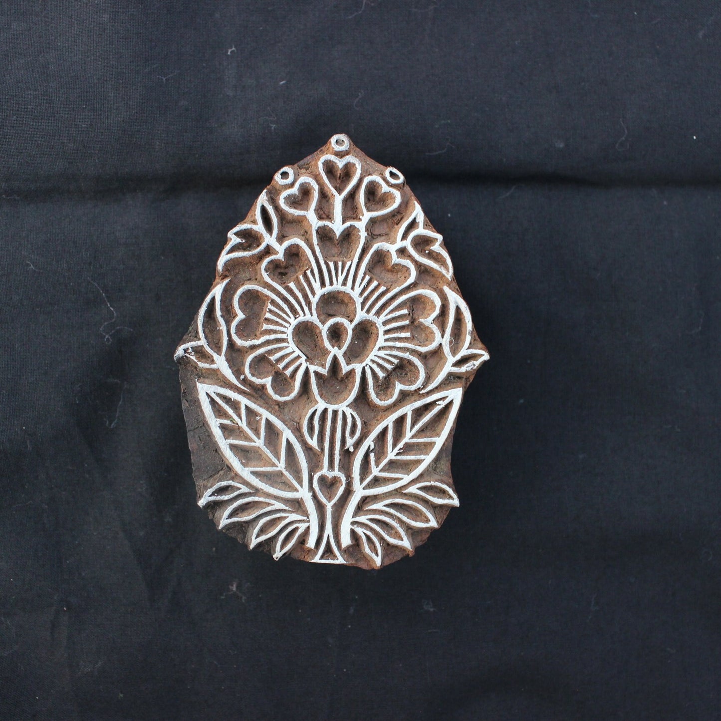 Traditional Flower Block Stamp Hand Carved Block Stamp Floral Stamp Hand Carved Textile Printing Block For Printing Ethnic Soap Making Stamp