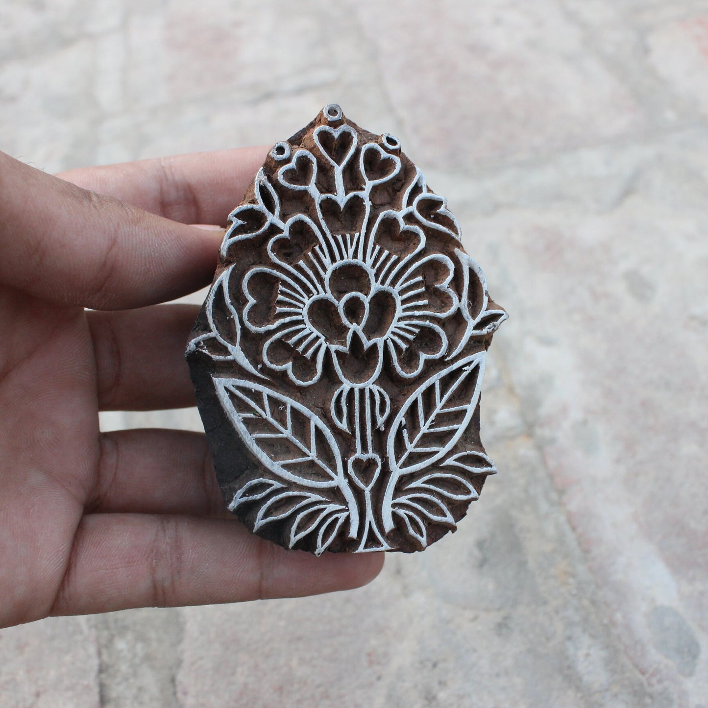 Traditional Flower Block Stamp Hand Carved Block Stamp Floral Stamp Hand Carved Textile Printing Block For Printing Ethnic Soap Making Stamp