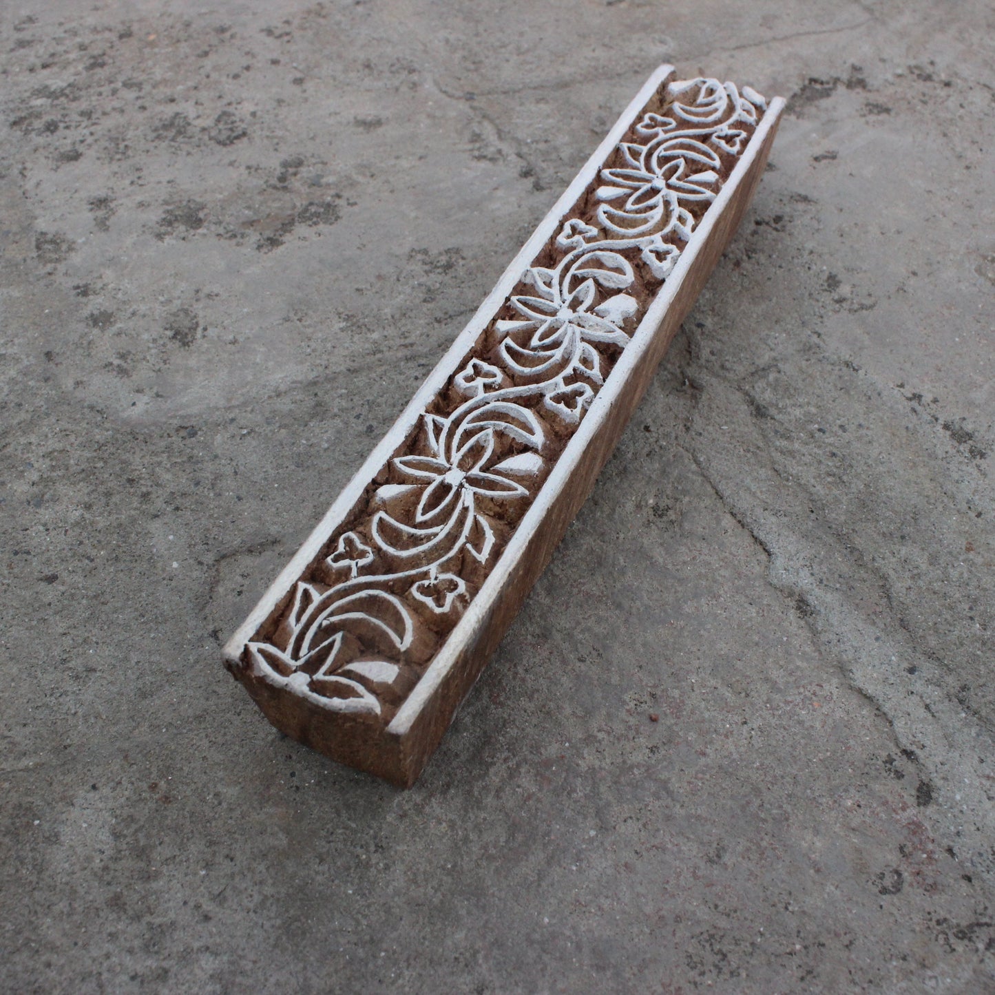 Floral Border Block Print Stamp Carve Block Print Stamp Ethnic Border Stamp Carve Textile Block For Printing Traditional Soap Making Stamp