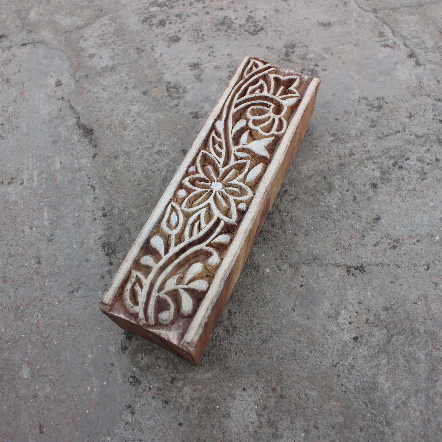 Floral Border Block Stamp Indian Wood Block Stamp Carve Wooden Stamp Ethnic Border Fabric Stamp For Printing Traditional Soap Making Stamp