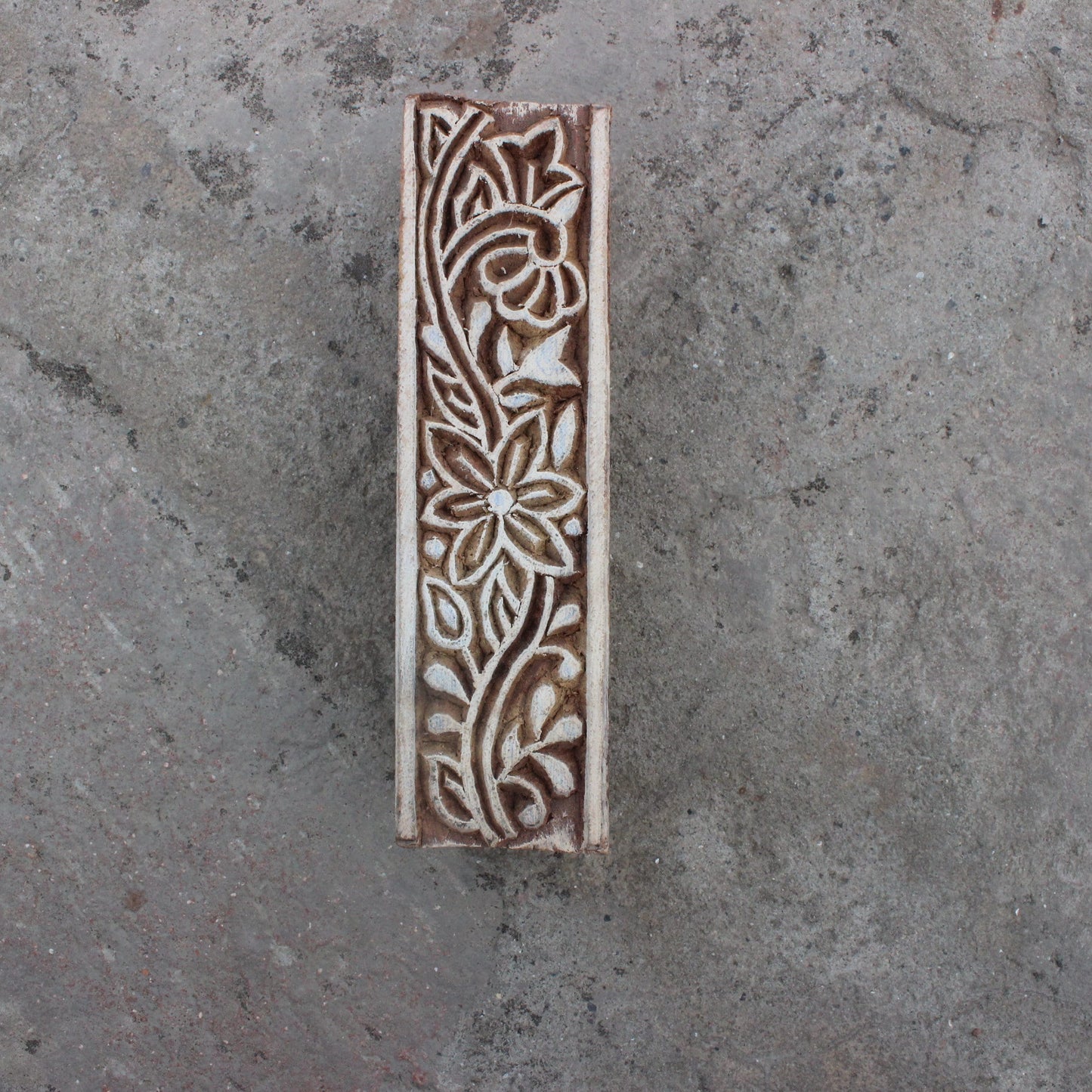 Floral Border Block Stamp Indian Wood Block Stamp Carve Wooden Stamp Ethnic Border Fabric Stamp For Printing Traditional Soap Making Stamp