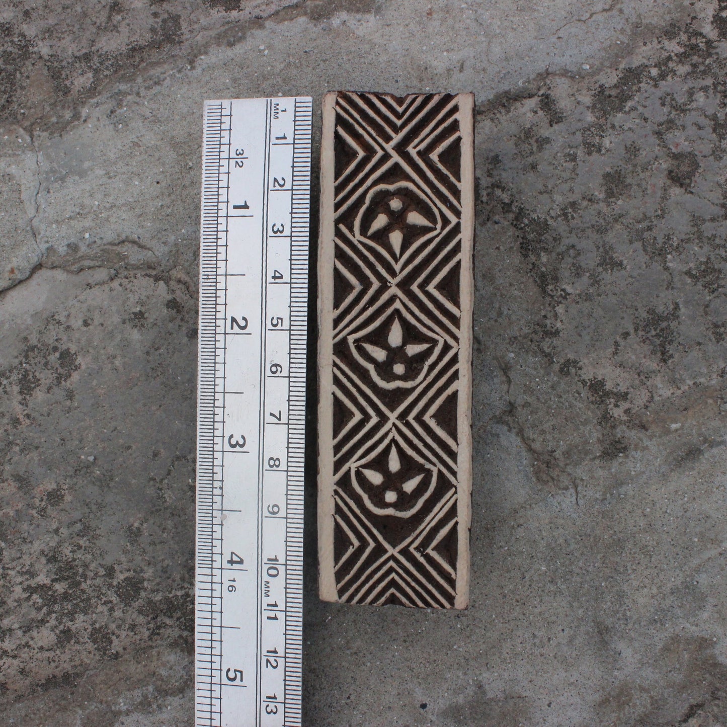 Floral Border Fabric Stamp Ethnic Border Wood Block Stamp Indian Fabric Stamp Carve Textile Block For Printing Traditional Soap Making Stamp