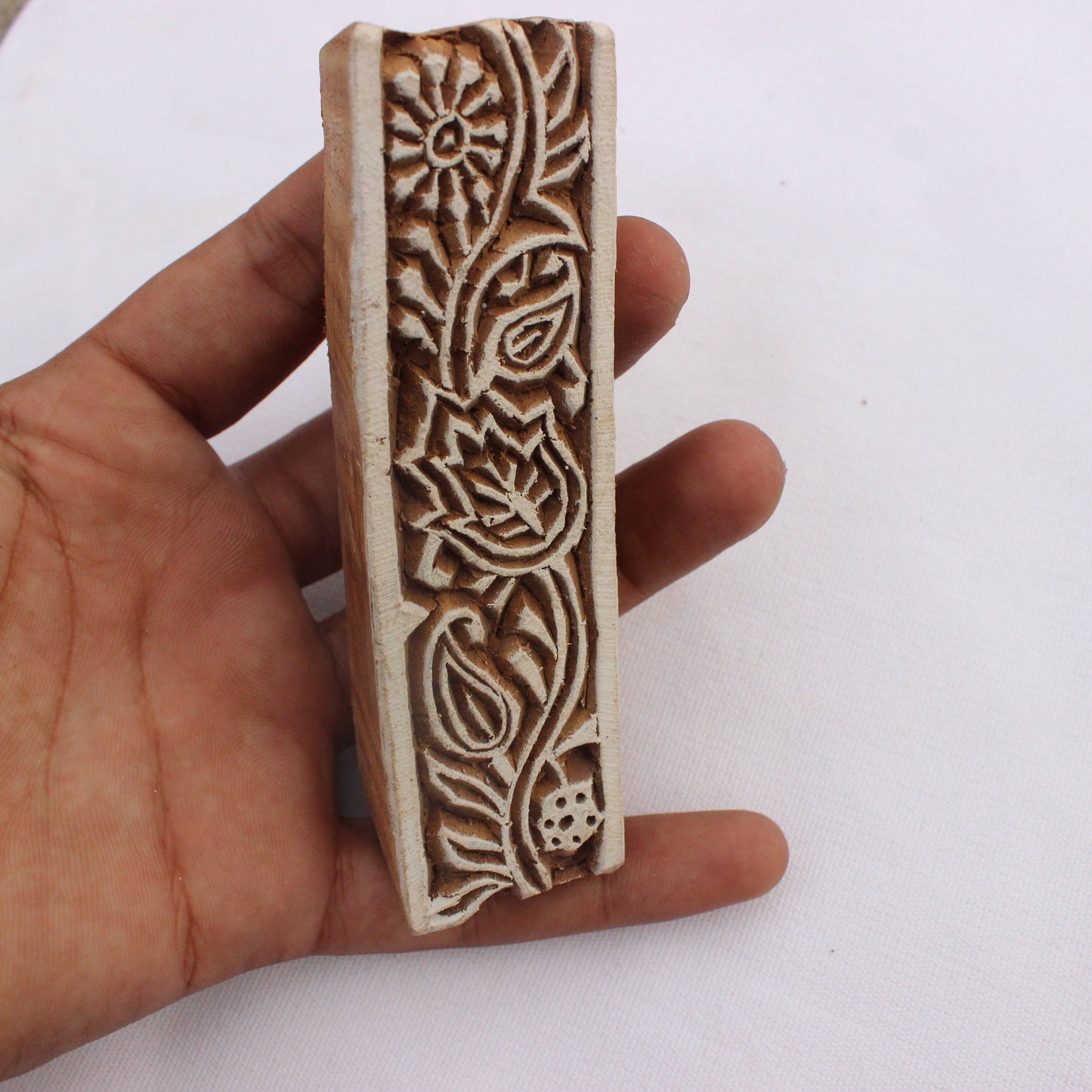 Ethnic Border Fabric Stamp Indian Block Stamp Floral Border Block Print Stamp Hand Carved Textile Block For Printing Traditional Soap Stamp