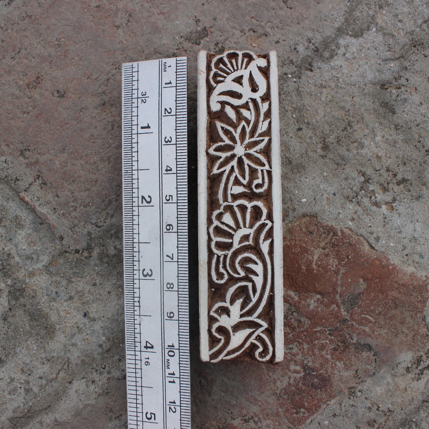 Floral Border Print Stamp Carve Block Fabric Stamp Ethnic Border Stamp Hand Carved Textile Block For Printing Traditional Soap Making Stamp