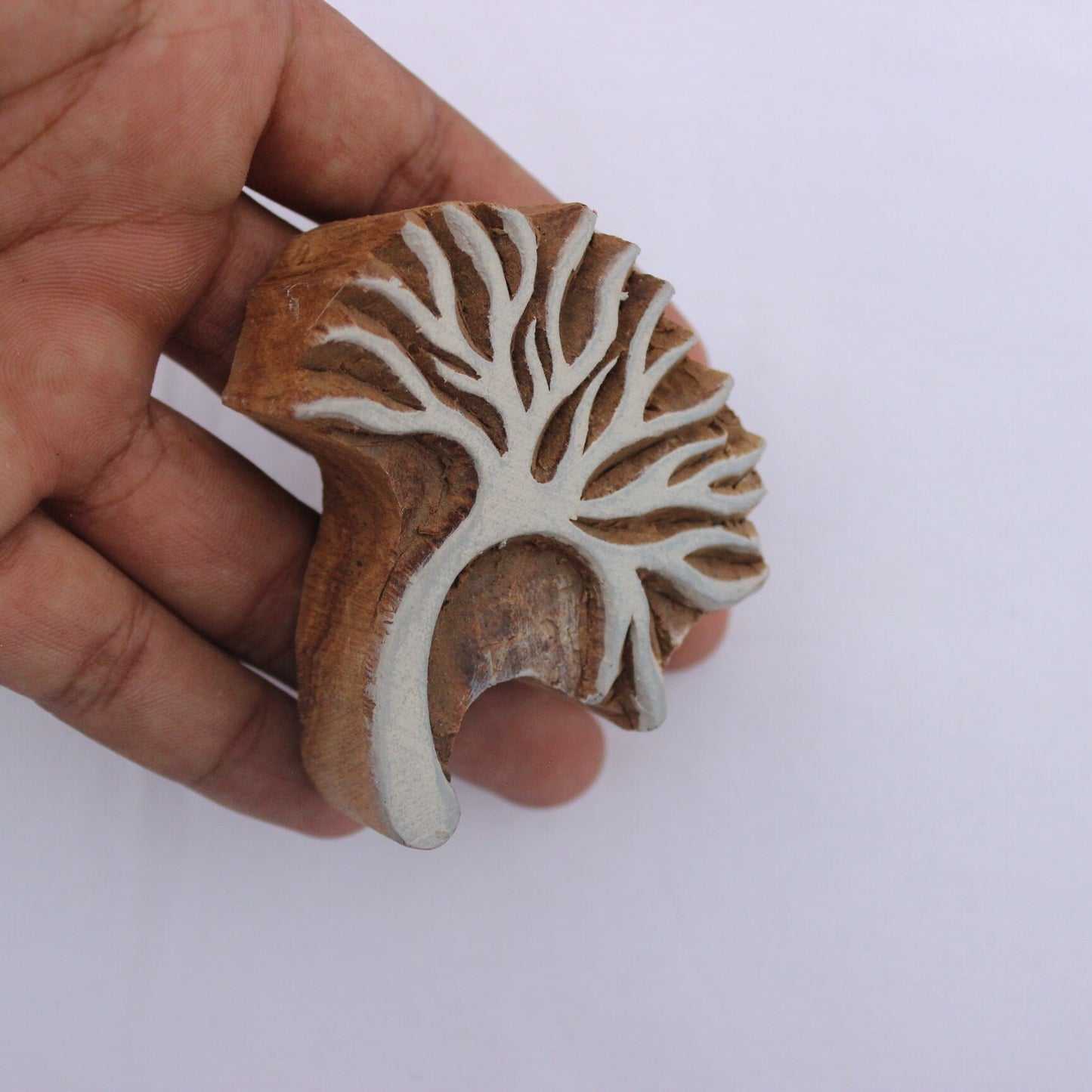 Tree Wood Block Print Stamp Sea Fan Fabric Stamp Hand Carved Fabric Block Stamp Indian Textile Block For Printing Plant Soap Making Stamp