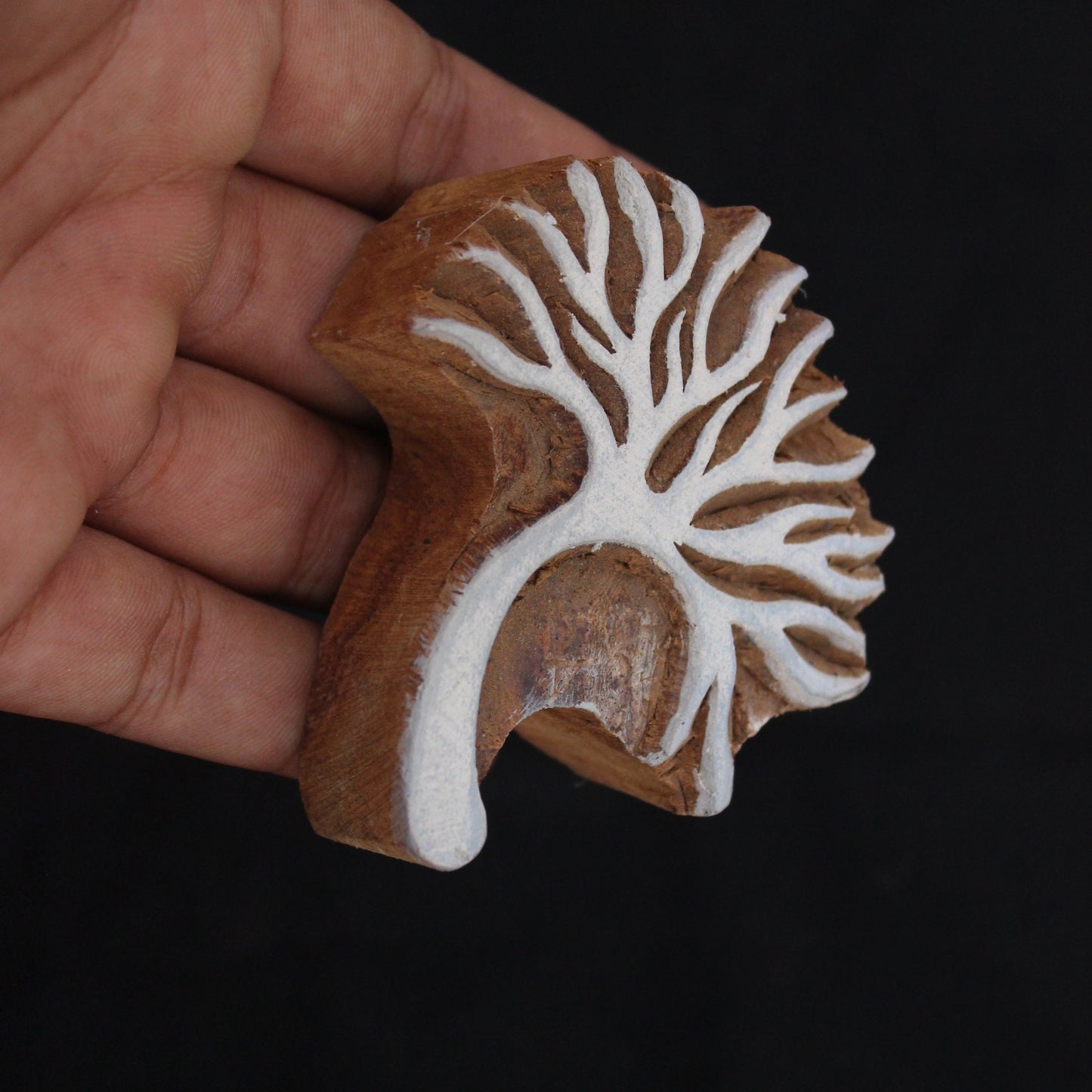 Tree Wood Block Print Stamp Sea Fan Fabric Stamp Hand Carved Fabric Block Stamp Indian Textile Block For Printing Plant Soap Making Stamp