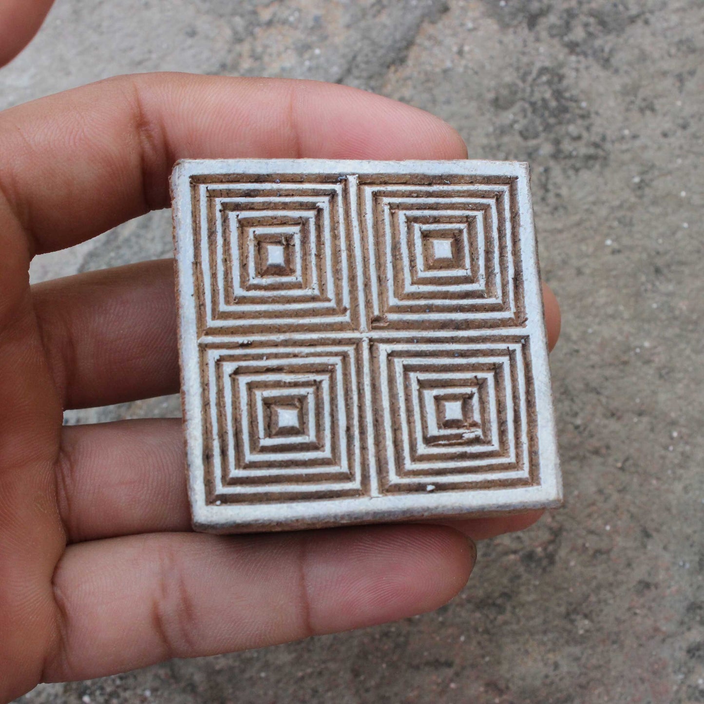 Celtic Block Stamp Square Wood Block Stamp Indian Fabric Block Stamp Hand Carved Textile Printing Block For Printing Geometric Soap Stamp