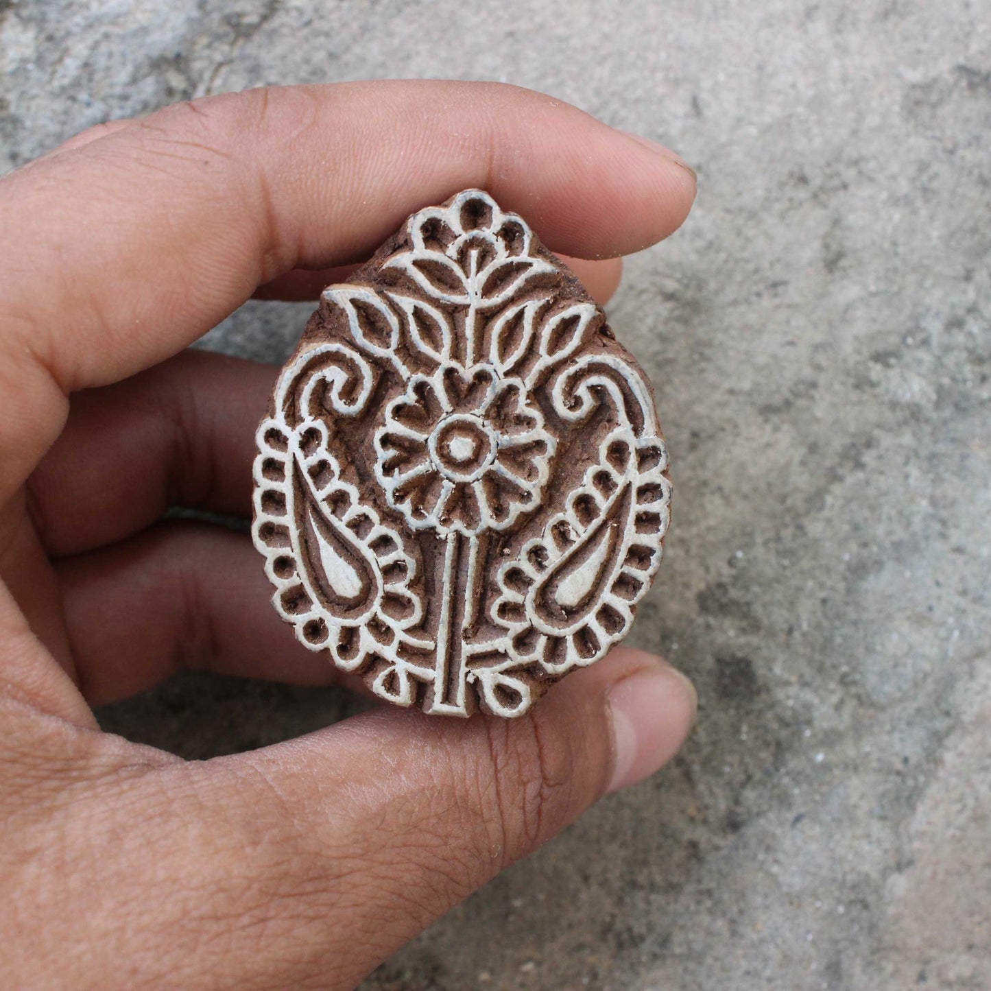 Paisley Block Print Stamp Floral Wood Block Stamp Indian Wood Block Stamp Carve Textile Printing Block For Printing Flower Soap Making Stamp