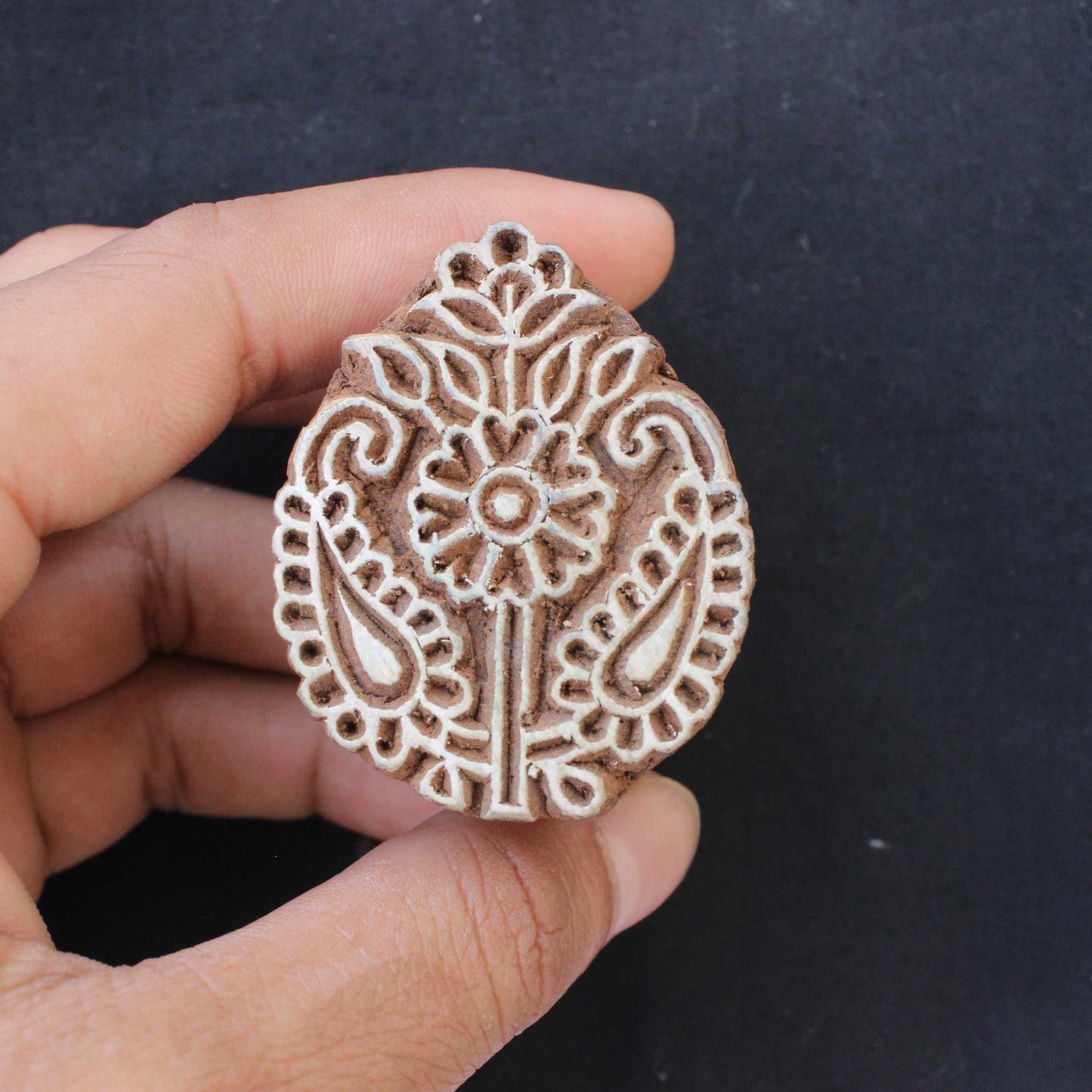 Paisley Block Print Stamp Floral Wood Block Stamp Indian Wood Block Stamp Carve Textile Printing Block For Printing Flower Soap Making Stamp