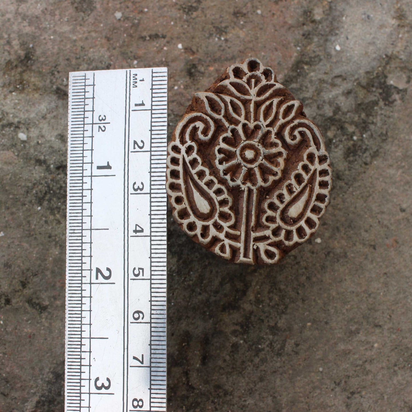 Paisley Block Print Stamp Floral Wood Block Stamp Indian Wood Block Stamp Carve Textile Printing Block For Printing Flower Soap Making Stamp