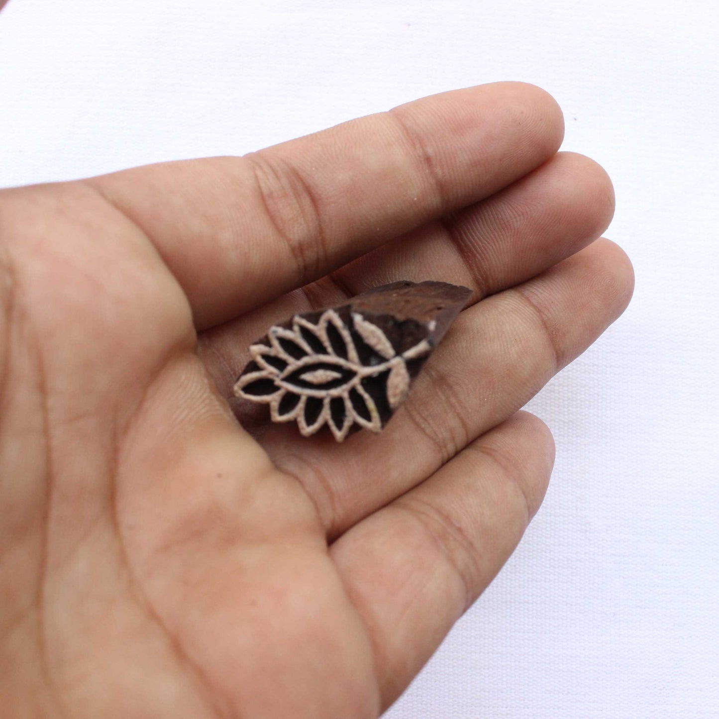 Flower Block Print Stamp Indian Wood Block Stamp Floral Stamp Hand Carved Wooden Stamp For Printing Boho Soap Making Stamp Craft Wooden