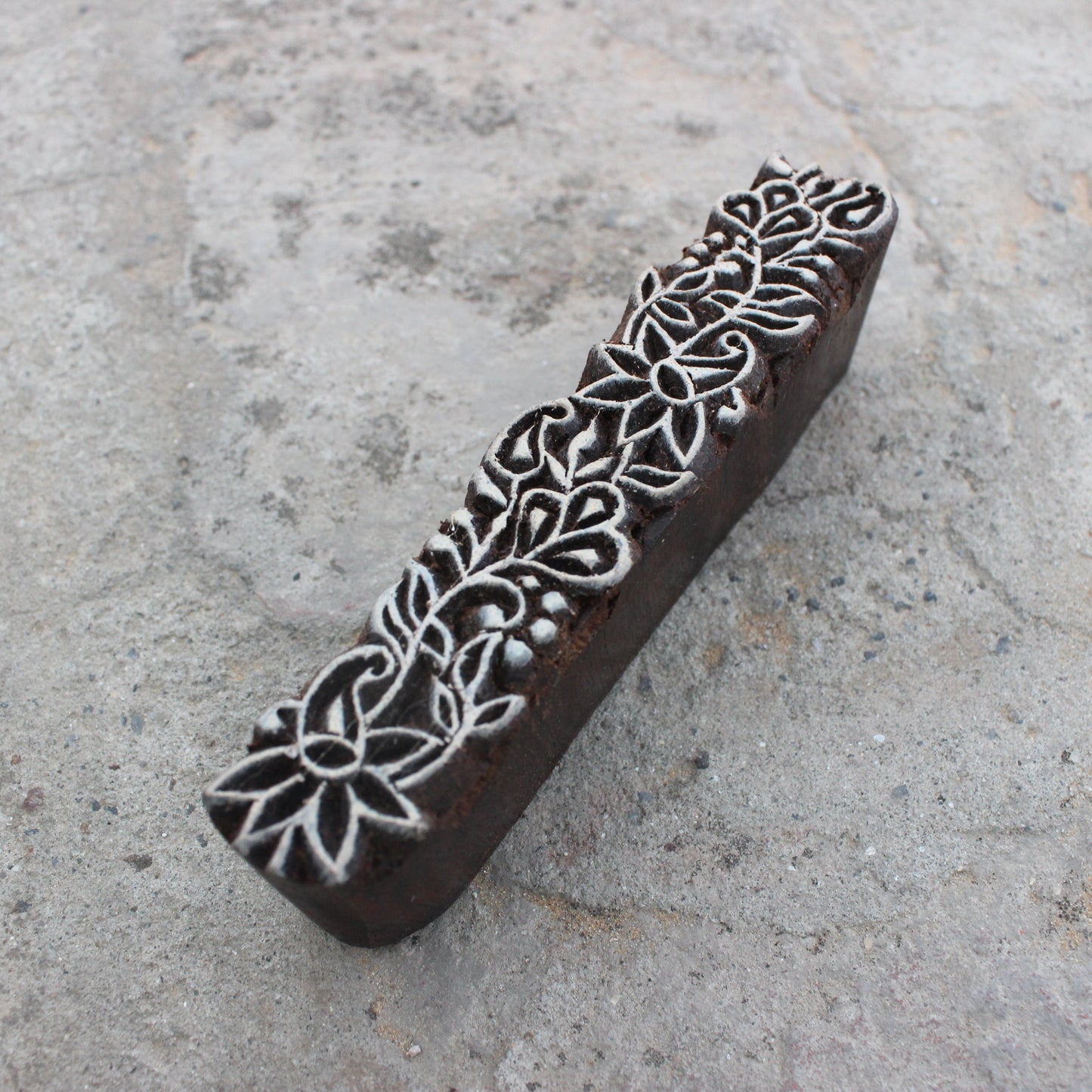 Floral Border Wood Block Stamp Hand Carved Wooden Stamp Ethnic Border Wood Block Stamp Carve Block Wood Block Stamp For Printing Traditional