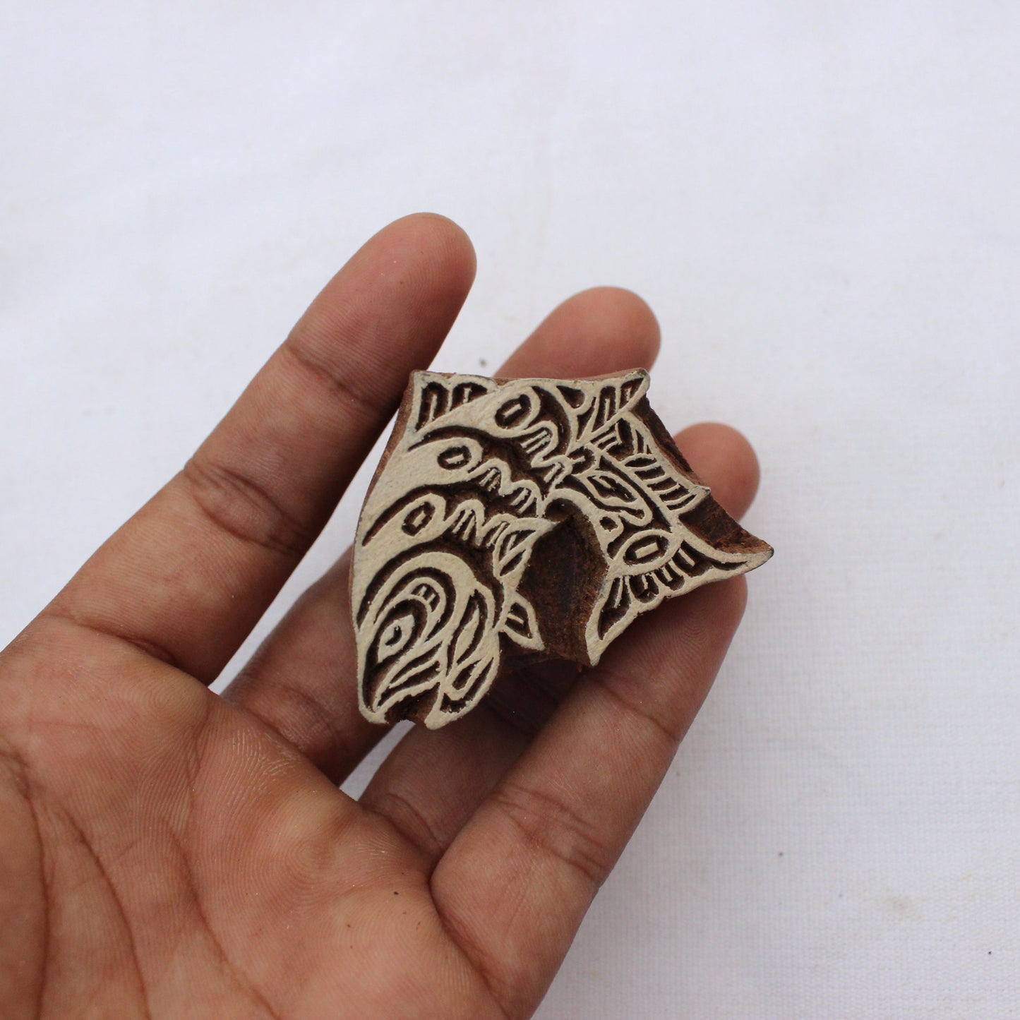 Fish Wood Block Stamp Aquatic Wood Block Stamp Indian Wood Block Stamp Hand Carved Textile Printing Block For Printing Sea Life Soap Stamp