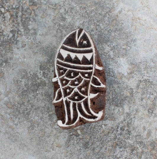 Fish Wooden Print Stamp Indian Aquatic Block Print Stamp Wood Block Stamp Sea Block Print Stamp Fabric Block Stamp Textile Printing Block