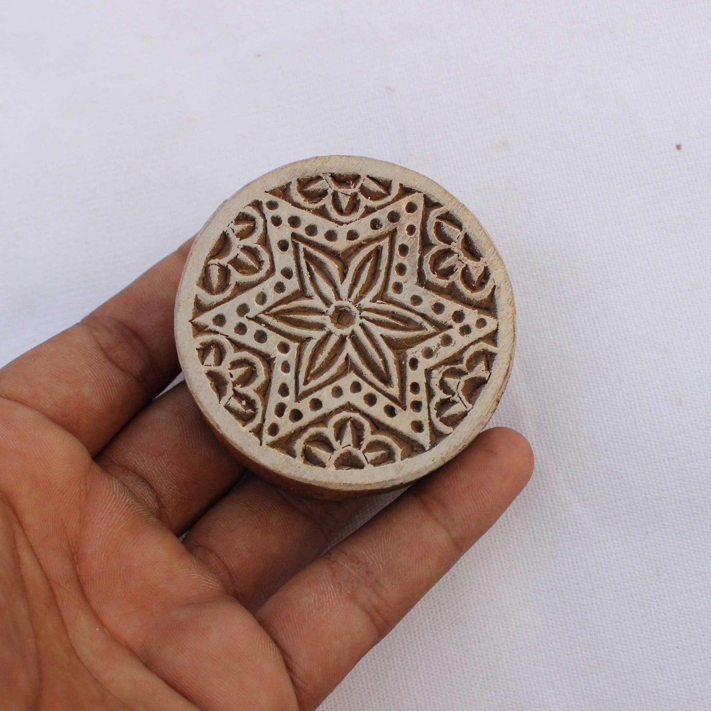 Mandala Block Print Stamp Carve Wood Block Print Stamp Star Block Print Stamp Textile Block For Printing Circle Soap Making Stamp