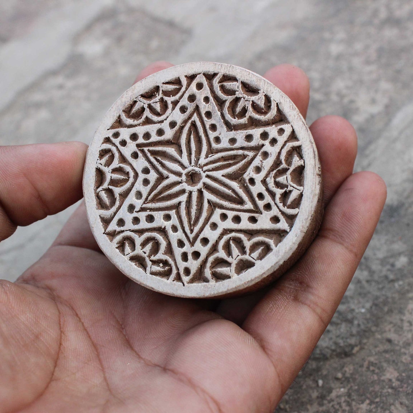 Mandala Block Print Stamp Carve Wood Block Print Stamp Star Block Print Stamp Textile Block For Printing Circle Soap Making Stamp