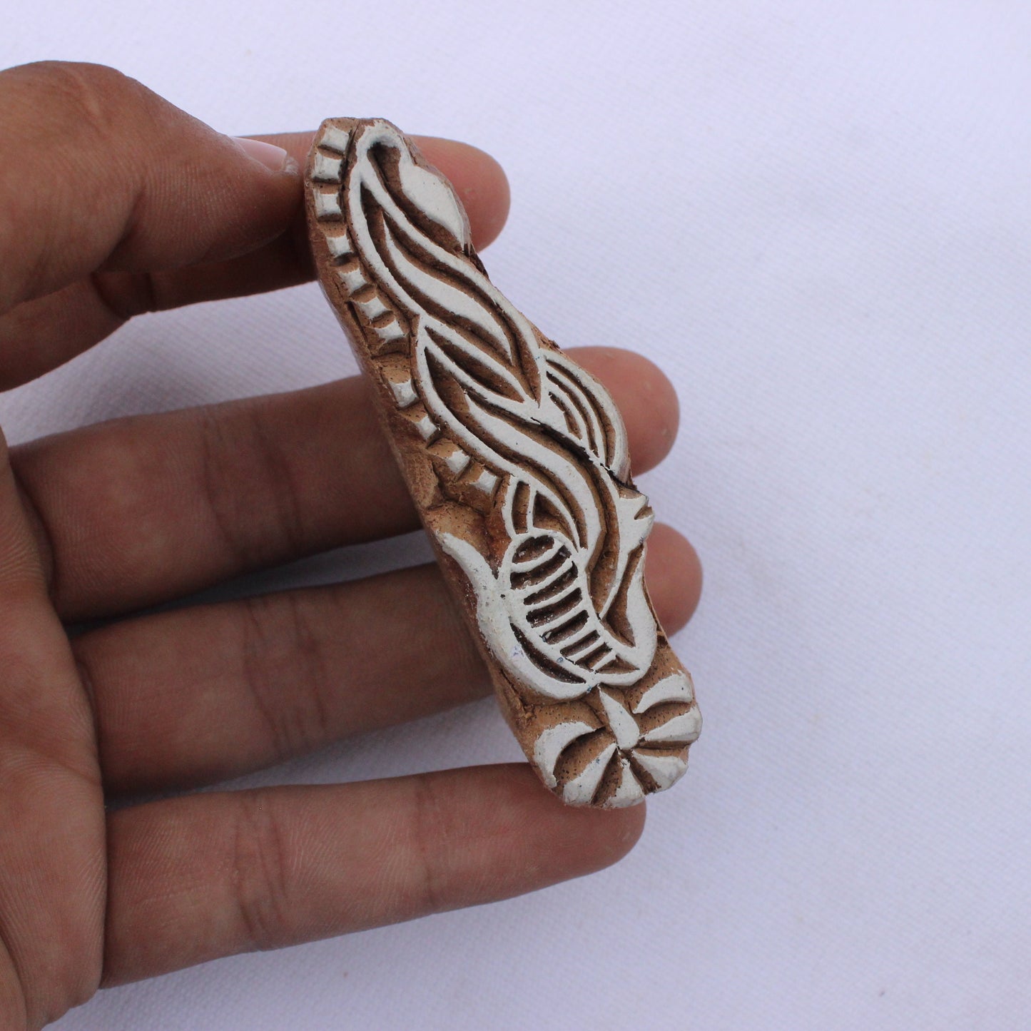 Henna Block Print Stamp Indian Wood Block Stamp Finger Design Block Stamp Hand Carved Wooden Stamp For Printing Floral Border Soap Stamp