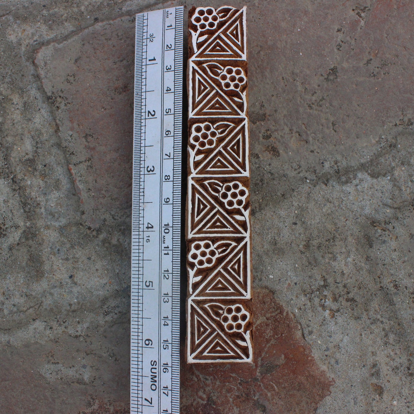 Floral Border Stamp Hand Carved Block Print Stamp Geometric Block Print Stamp Carve Textile Printing Block For Printing Border Printing