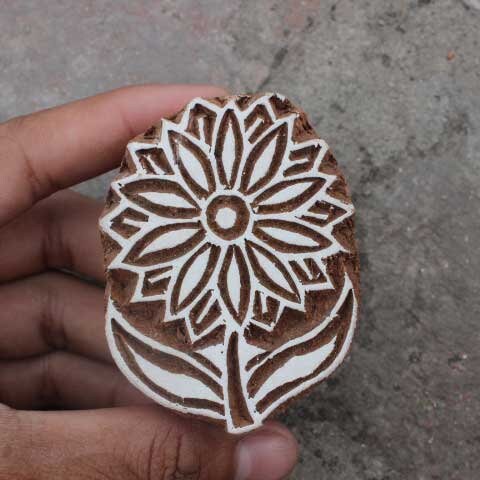 Flower Fabric Print Stamp Indian Fabric Print Stamp Indian Textile Block For Printing Petals Soap Making Stamp Traditional Wooden Block