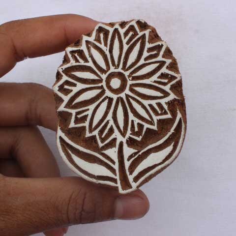 Flower Fabric Print Stamp Indian Fabric Print Stamp Indian Textile Block For Printing Petals Soap Making Stamp Traditional Wooden Block