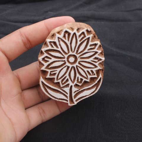 Flower Fabric Print Stamp Indian Fabric Print Stamp Indian Textile Block For Printing Petals Soap Making Stamp Traditional Wooden Block